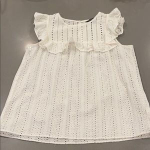 Banana Republic sleeveless eyelet top, cream, S